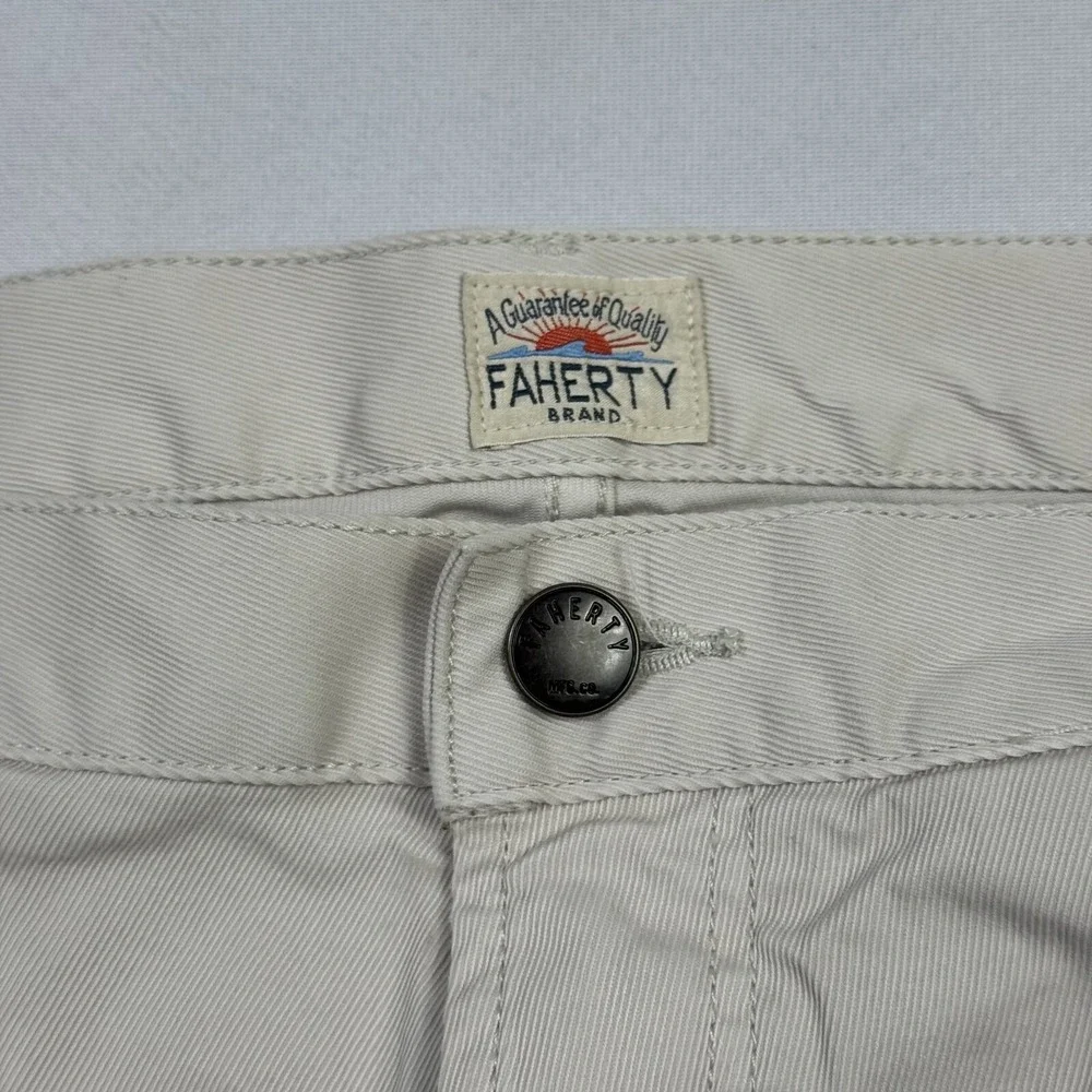 Faherty Pants Straight‎ Leg Cotton Lycra Outdoor Hiking Beige Men's Size 36x28